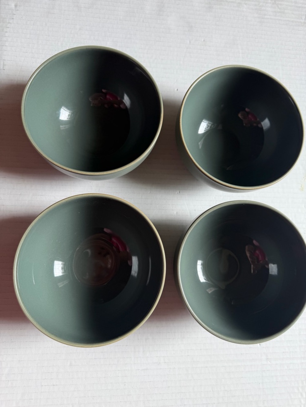 Linden Crate & Barrel Coupe Cereal soup bowl green sage glaze ceramic Set of 4